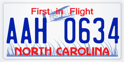 NC license plate AAH0634