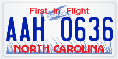 NC license plate AAH0636