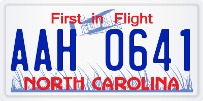 NC license plate AAH0641