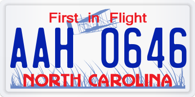 NC license plate AAH0646