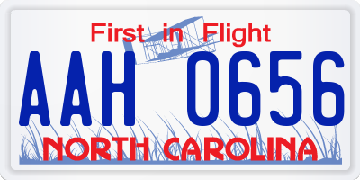 NC license plate AAH0656