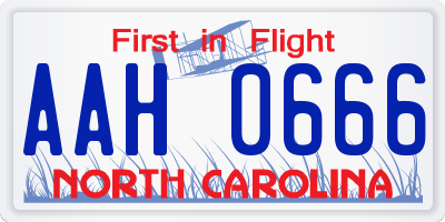 NC license plate AAH0666