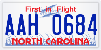 NC license plate AAH0684