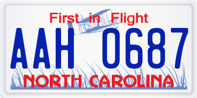 NC license plate AAH0687