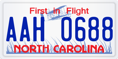 NC license plate AAH0688