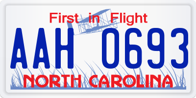 NC license plate AAH0693