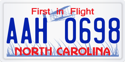 NC license plate AAH0698