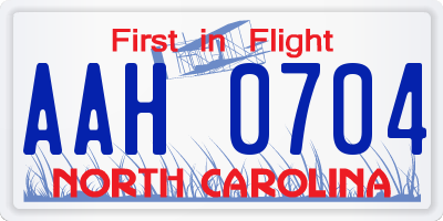 NC license plate AAH0704