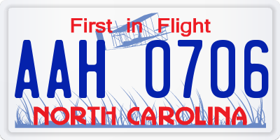NC license plate AAH0706