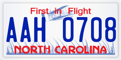 NC license plate AAH0708