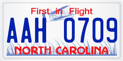 NC license plate AAH0709