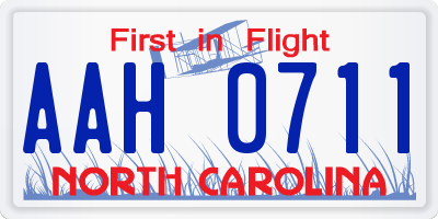 NC license plate AAH0711