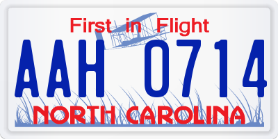 NC license plate AAH0714