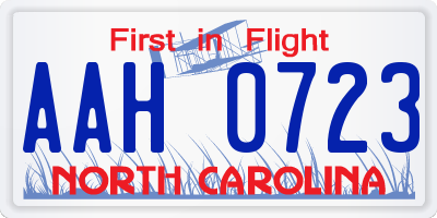 NC license plate AAH0723