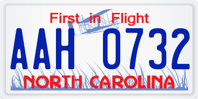 NC license plate AAH0732