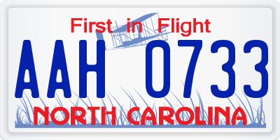 NC license plate AAH0733