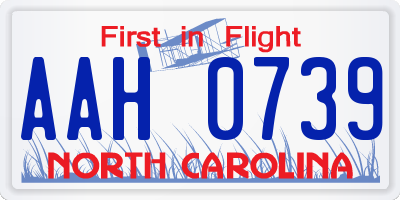NC license plate AAH0739