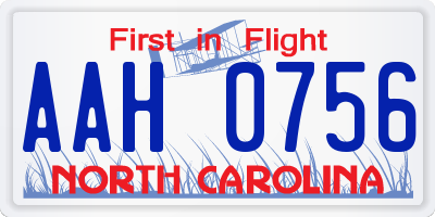 NC license plate AAH0756