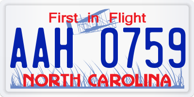 NC license plate AAH0759