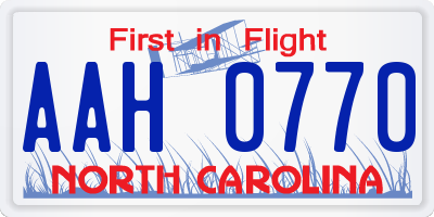 NC license plate AAH0770
