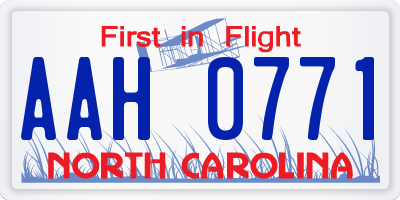 NC license plate AAH0771