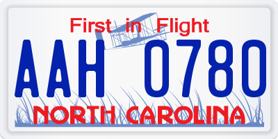 NC license plate AAH0780