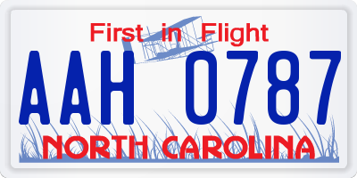 NC license plate AAH0787