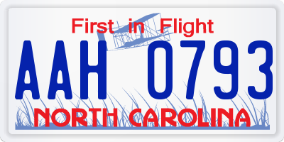 NC license plate AAH0793