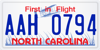 NC license plate AAH0794