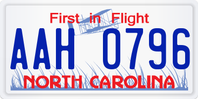 NC license plate AAH0796