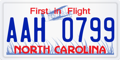 NC license plate AAH0799