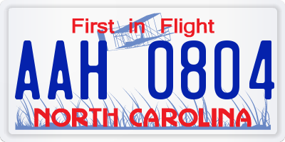 NC license plate AAH0804