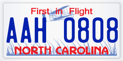 NC license plate AAH0808