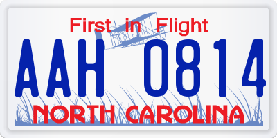 NC license plate AAH0814