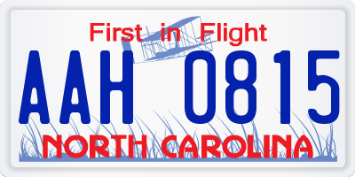 NC license plate AAH0815