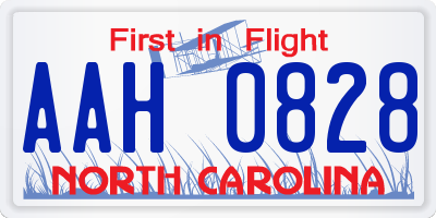 NC license plate AAH0828