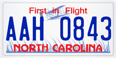 NC license plate AAH0843