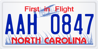 NC license plate AAH0847