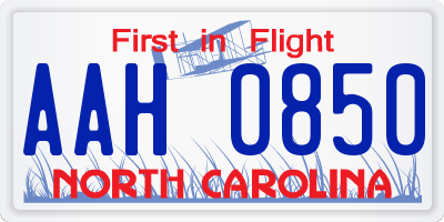 NC license plate AAH0850