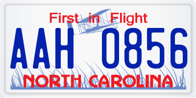 NC license plate AAH0856