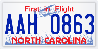 NC license plate AAH0863