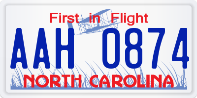 NC license plate AAH0874