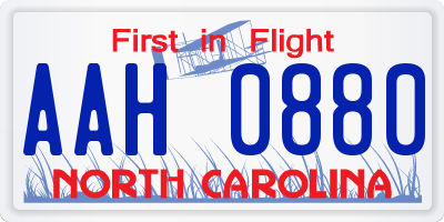 NC license plate AAH0880