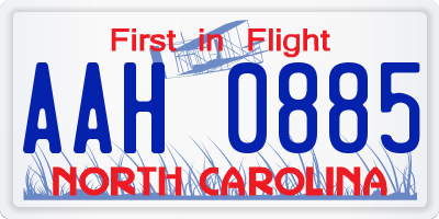NC license plate AAH0885