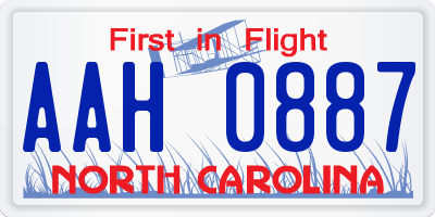 NC license plate AAH0887