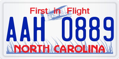 NC license plate AAH0889