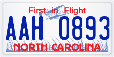 NC license plate AAH0893