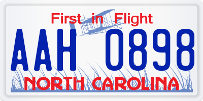 NC license plate AAH0898
