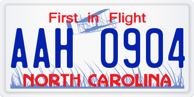 NC license plate AAH0904