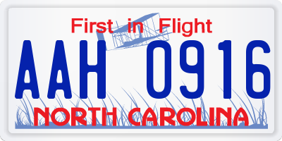 NC license plate AAH0916